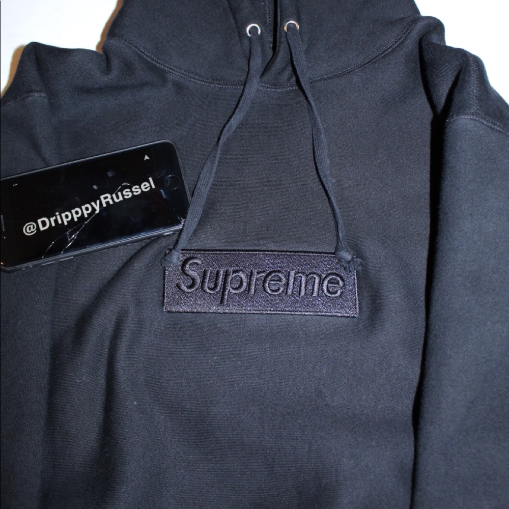 Supreme Black Tonal fw14 hoodie